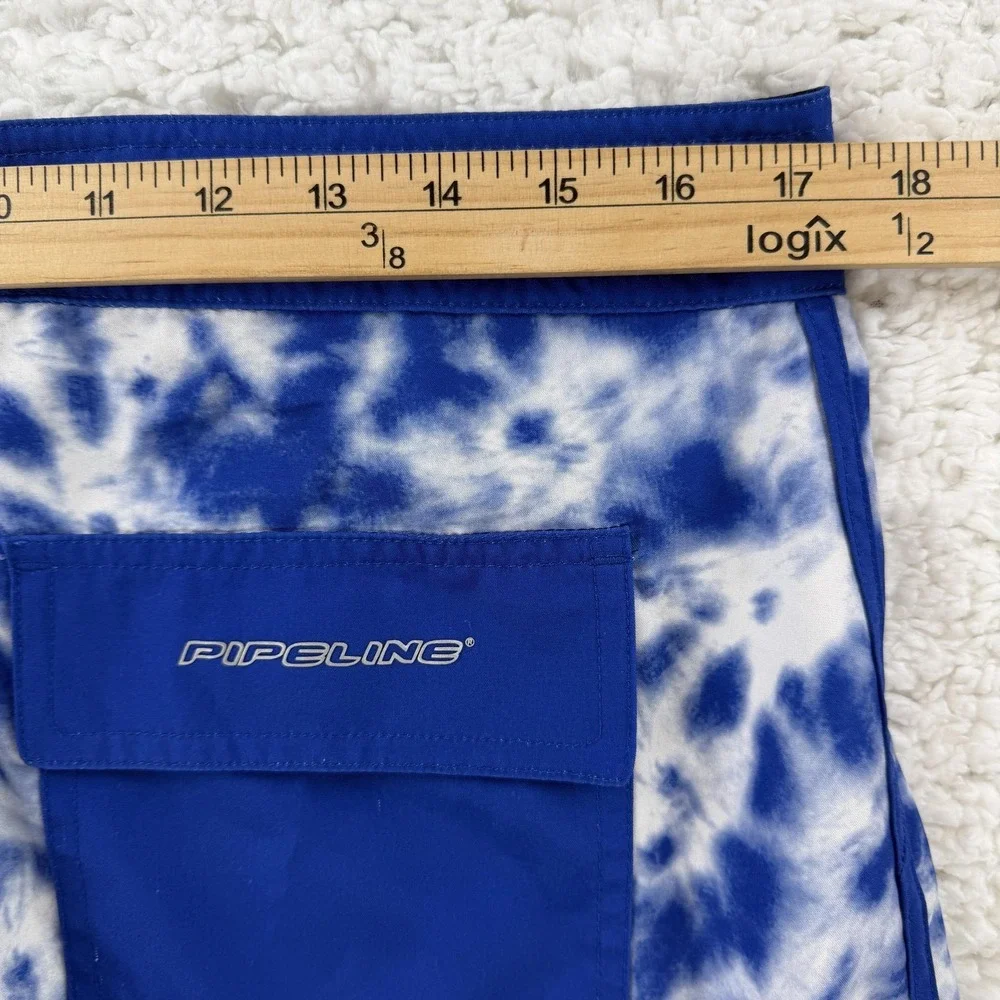 Pipeline Board Shorts Mens‎ 36 Blue Tie Dye Swim Trunks Stretch Quick Dry Beach